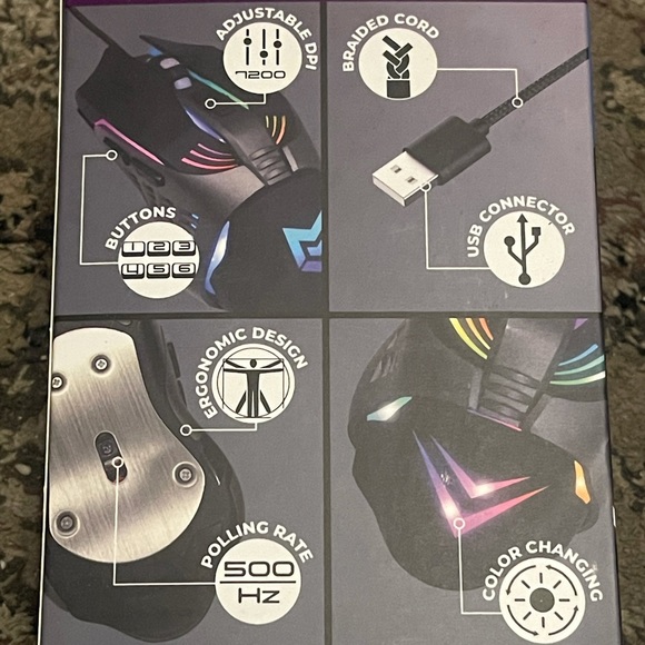 Bugha LED Gaming Mouse PS4 Xbox Nintendo PC - Picture 4 of 6